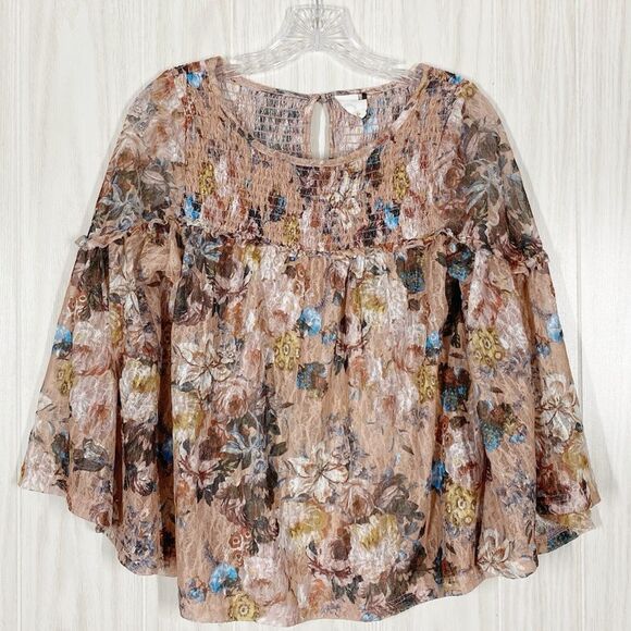 Anthropologie | Akemi + Kin | Floral Lace Patrizia Bell Sleeve Top Size X Small - Picture 1 of 6
